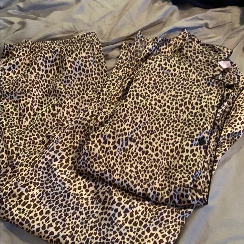 Cheetah print silk pajamas